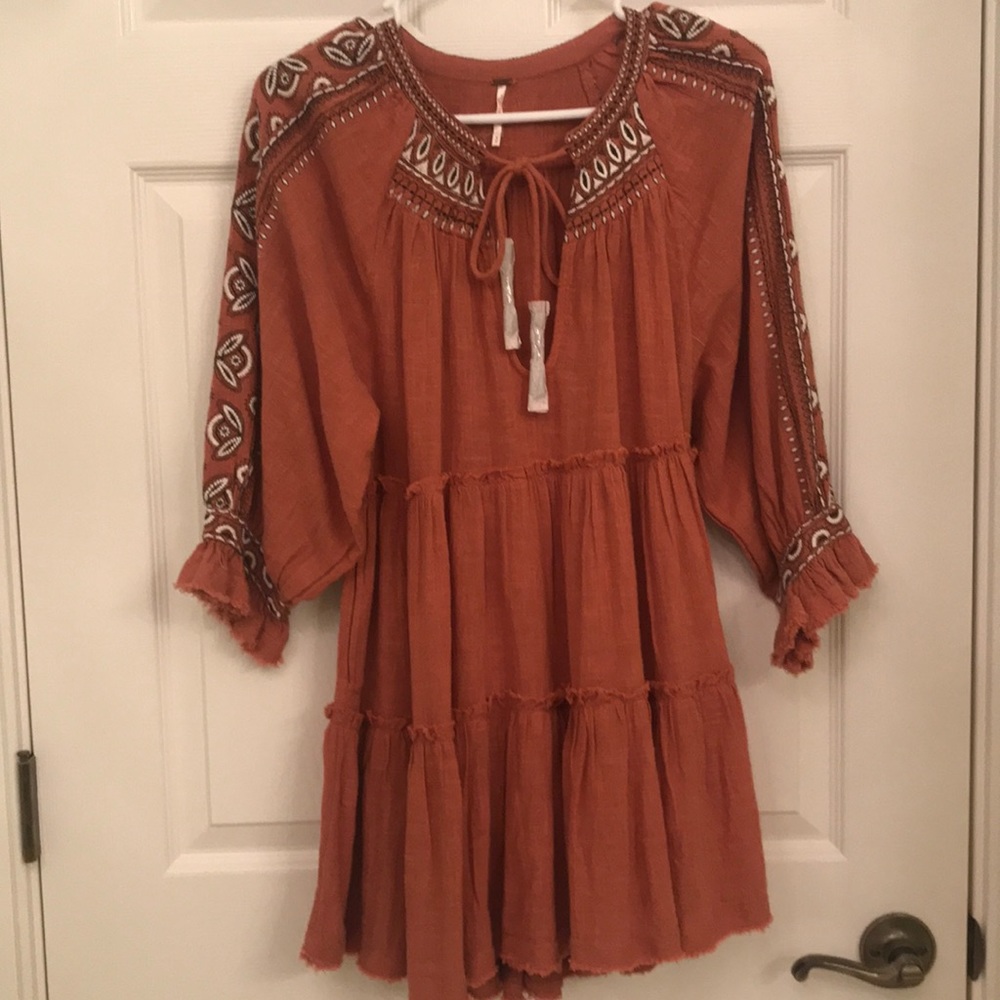 Free People Dress Brown with Lace Size S NWT
